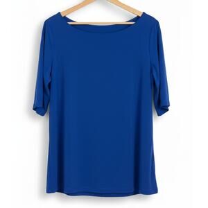 Susan Graver Womens L Liquid Knit Minimalist Staple Career Boat Neck‎ Tunic